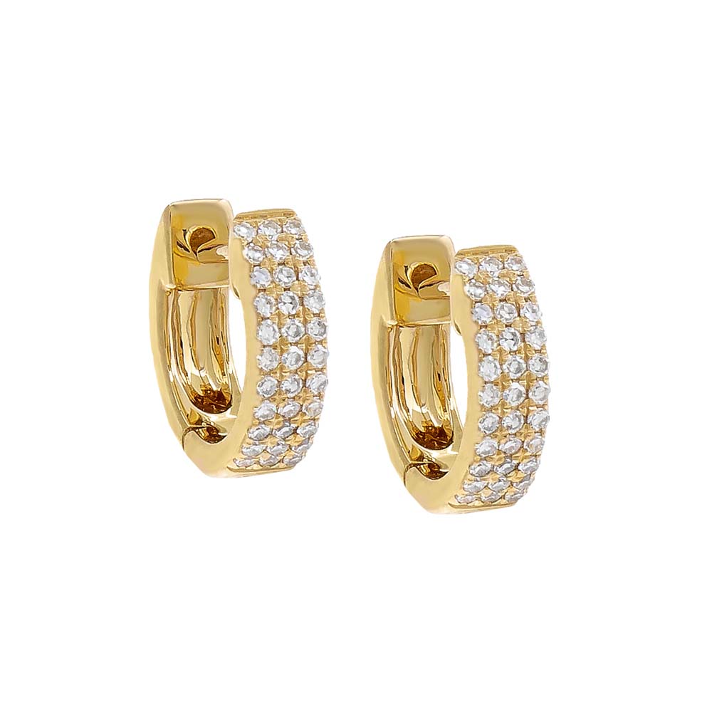 Diamond Triple Row Huggie Earring 14K