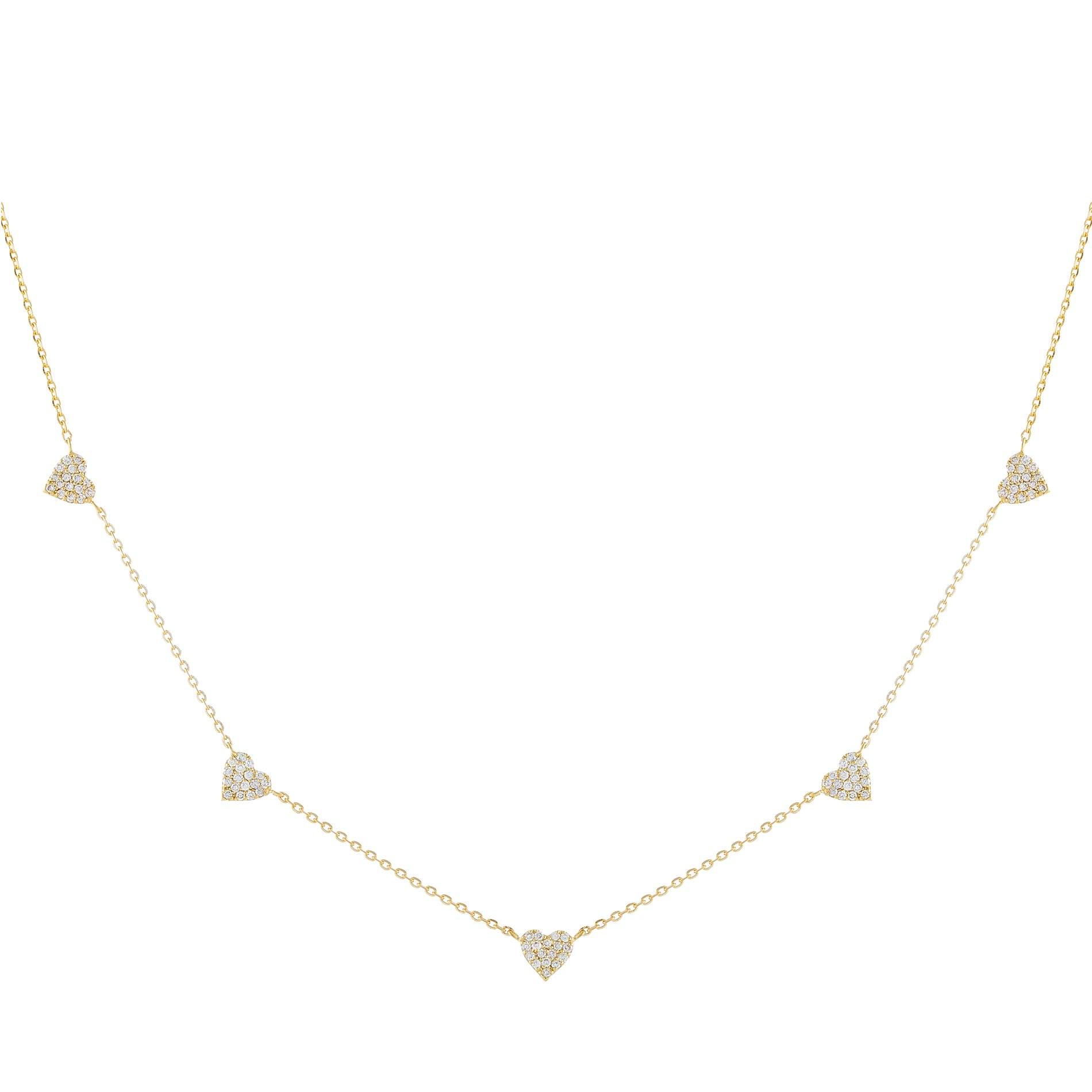 Diamond Hearts Necklace 14K