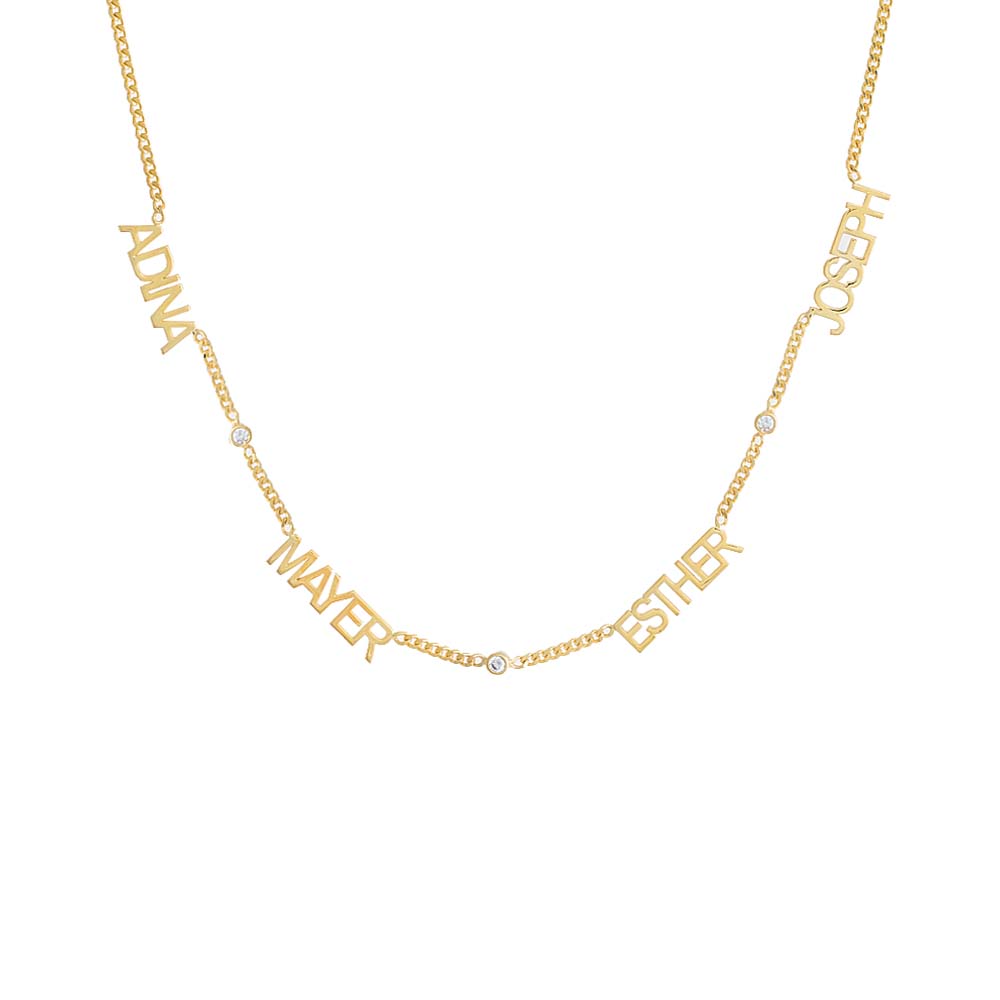 CZ Cuban Multi Namplate Necklace