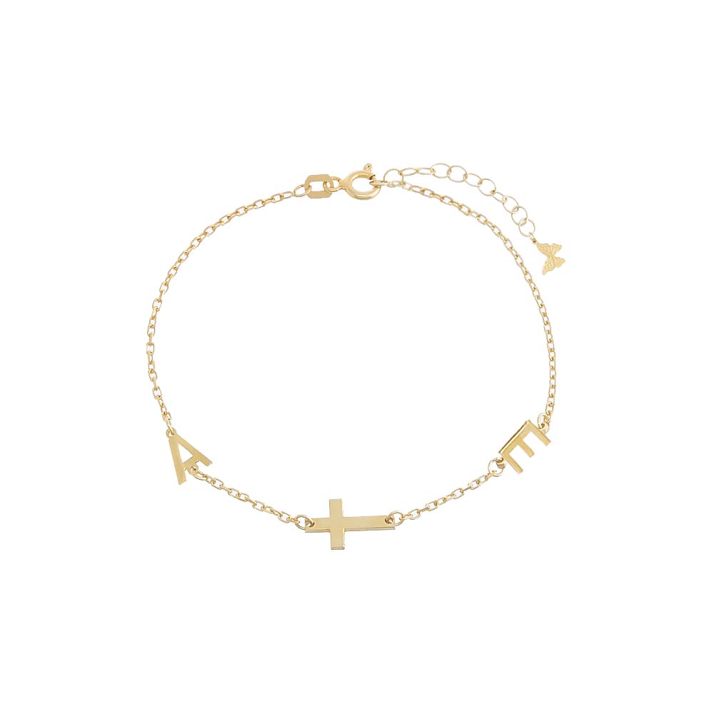 Solid Cross \u0026 Double Initial Bracelet