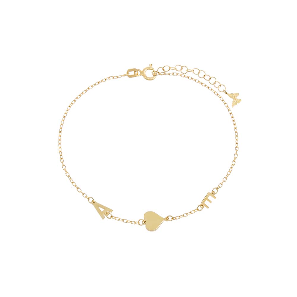 Solid Heart \u0026 Double Initial Bracelet