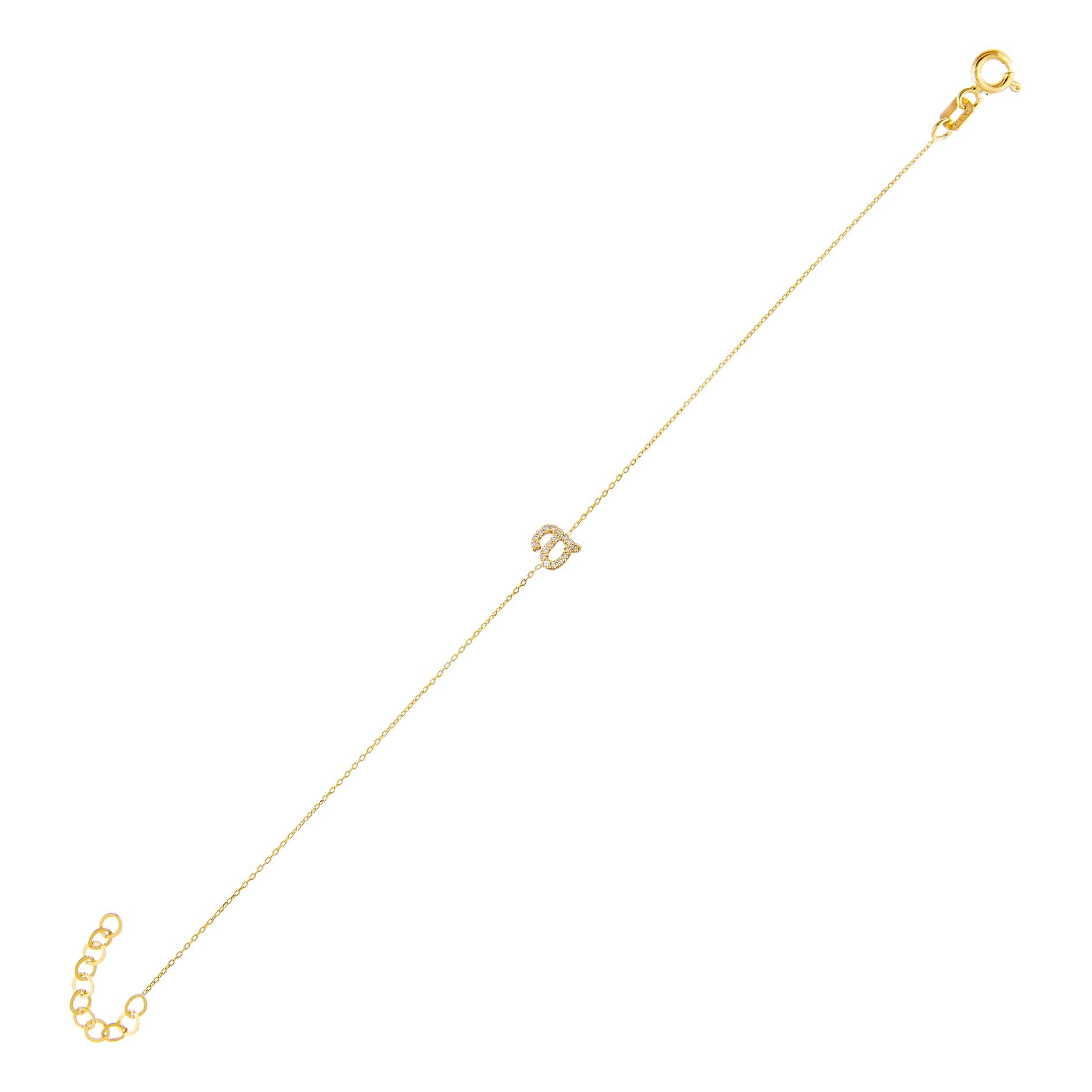 Diamond Lowercase Initial Bracelet 14K