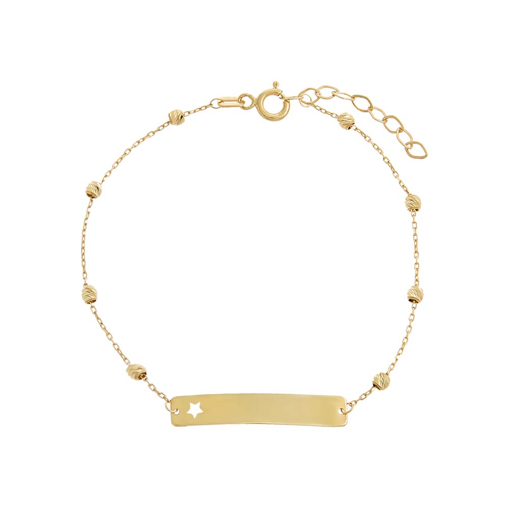 Engravable Cutout Star Bar Chain Bracelet 14K