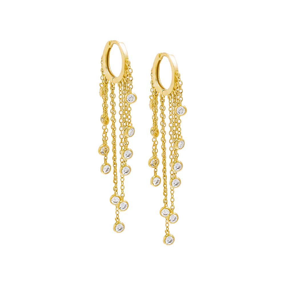 Multi Dangling Bezel Chain Huggie Earring