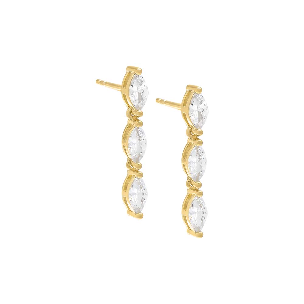 Triple Marquise Bar Stud Earring