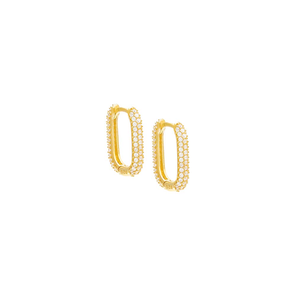 Pave Oval Huggie Earring