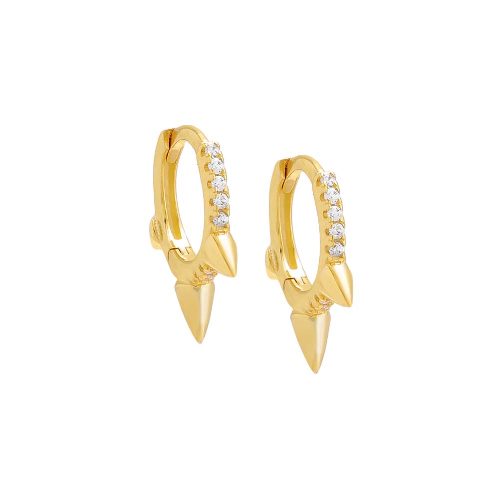 Pave Triple Spike Huggie Earring