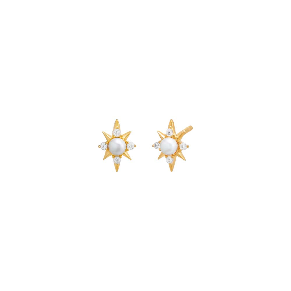 Mini Pearl Starburst Stud Earring