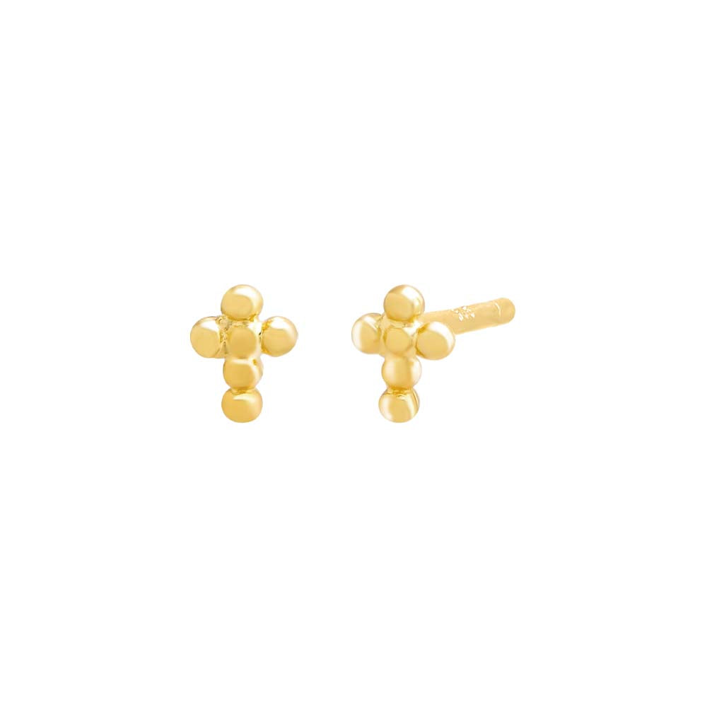 Mini Beaded Cross Stud Earring