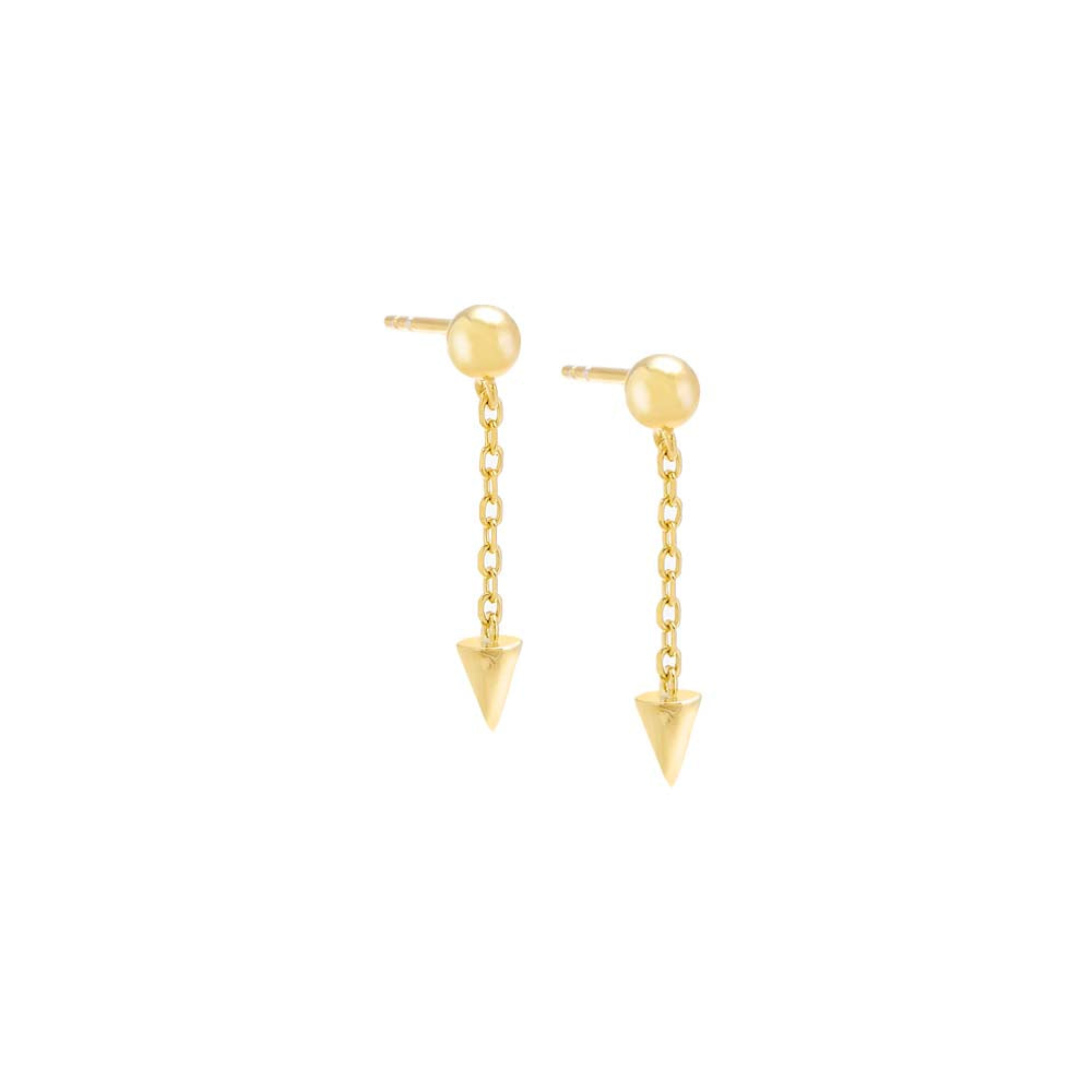 Solid Ball X Spike Drop Chain Stud Earring