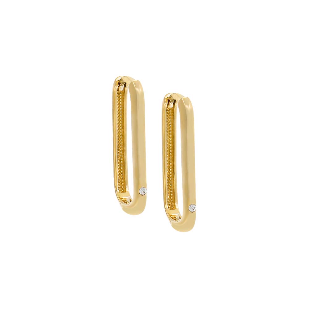 Single Diamond Oval Huggie Earring 14K