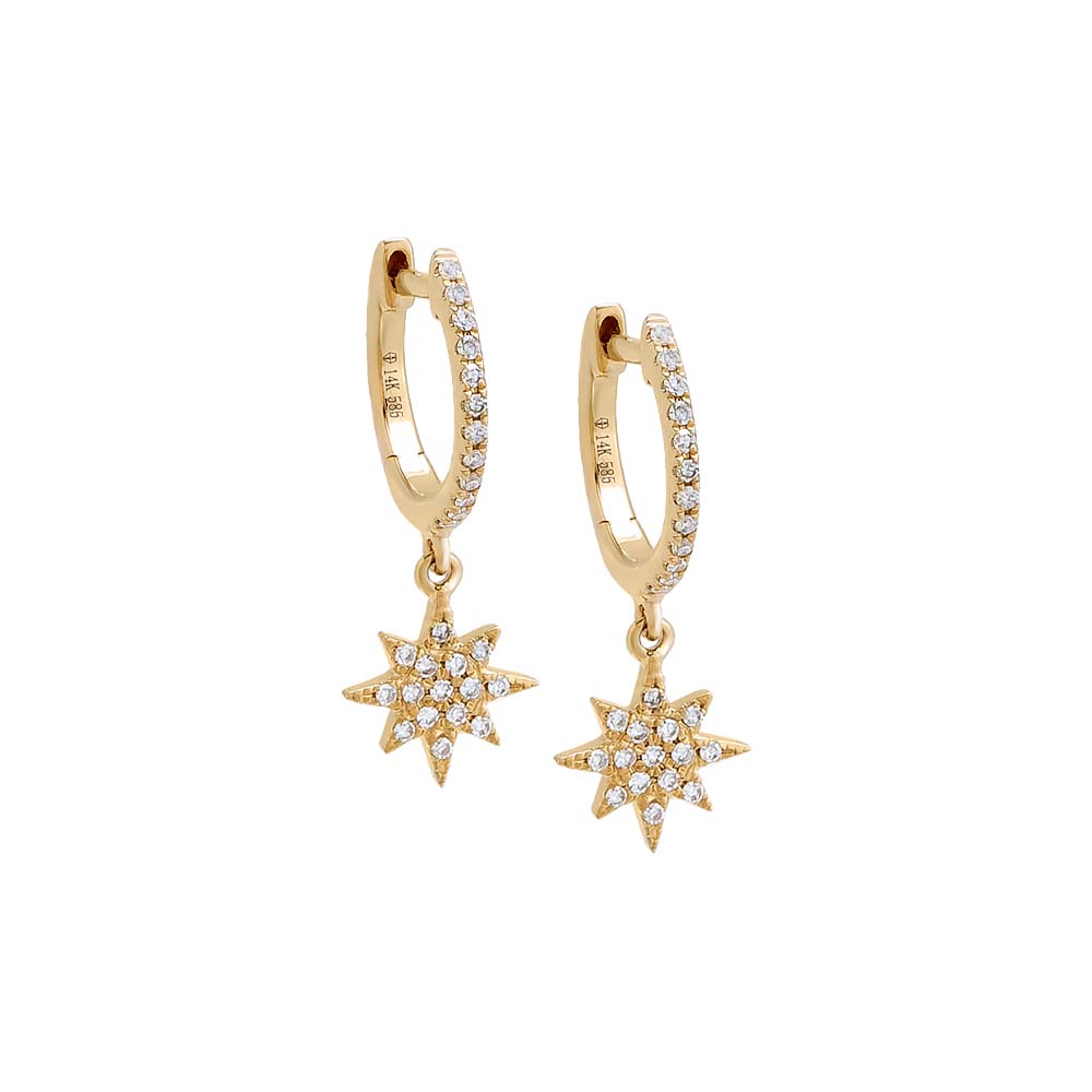 Diamond Pave Starburst Huggie Earring 14K