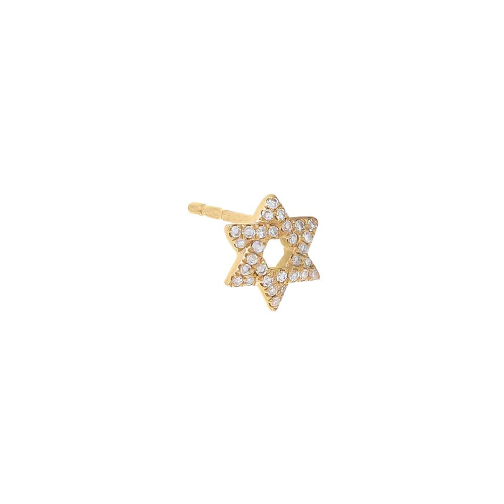 Mini Diamond Pave Star of David Stud Earring 14K