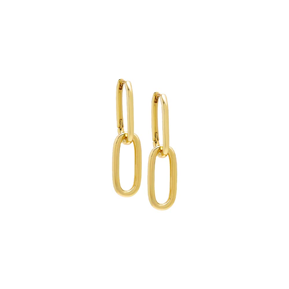 Solid Double U-Shape Drop Link Huggie Earring