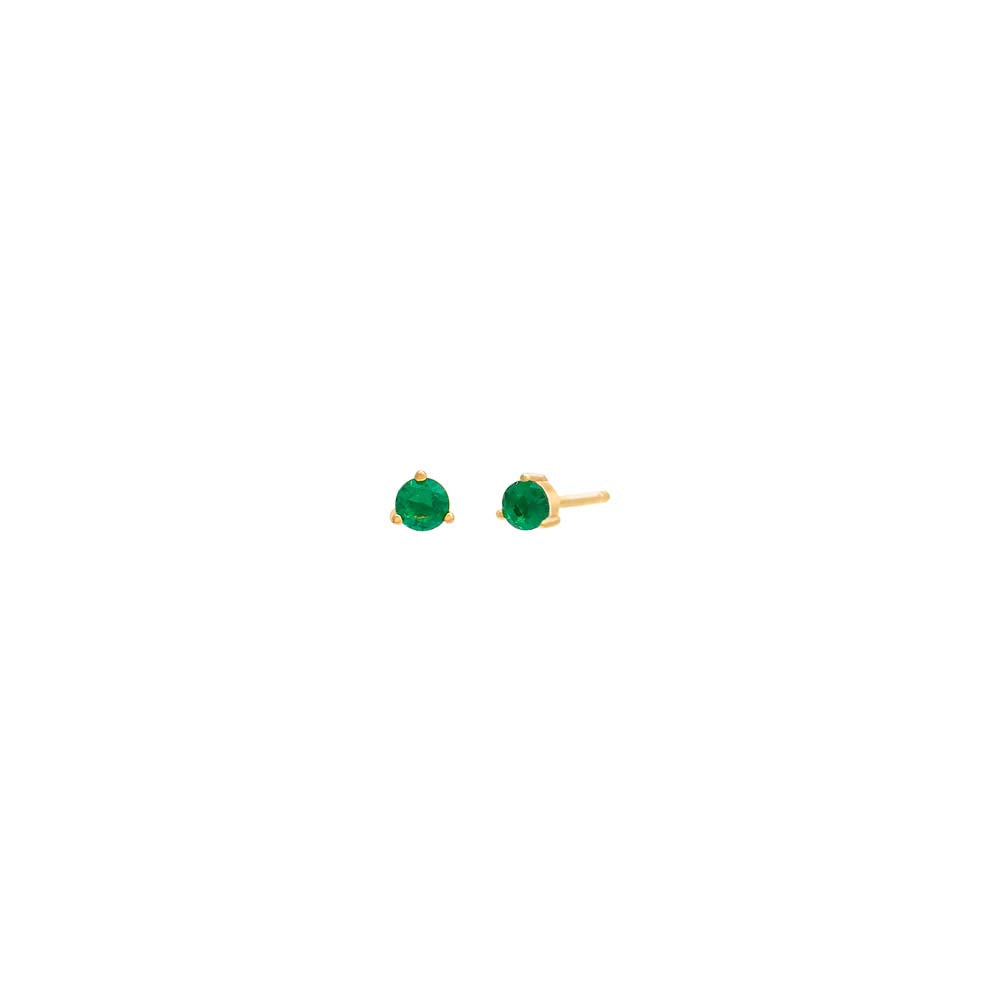 Tiny Colored 3 Prong Solitaire Stud Earring