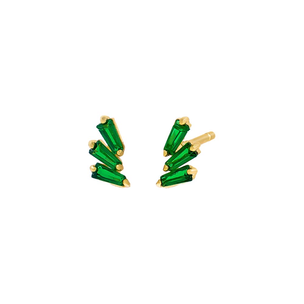 Colored Triple Baguette Stud Earring