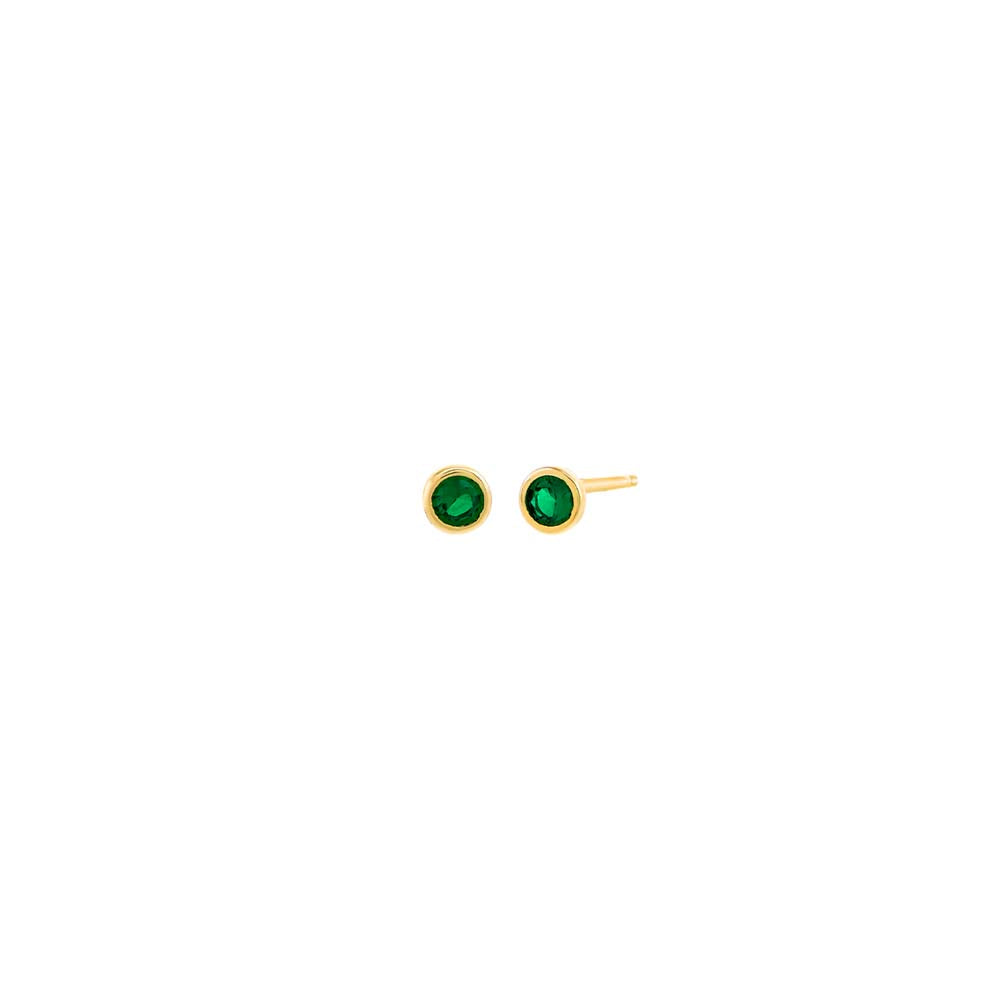 Tiny Colored Solitaire Bezel Stud Earring