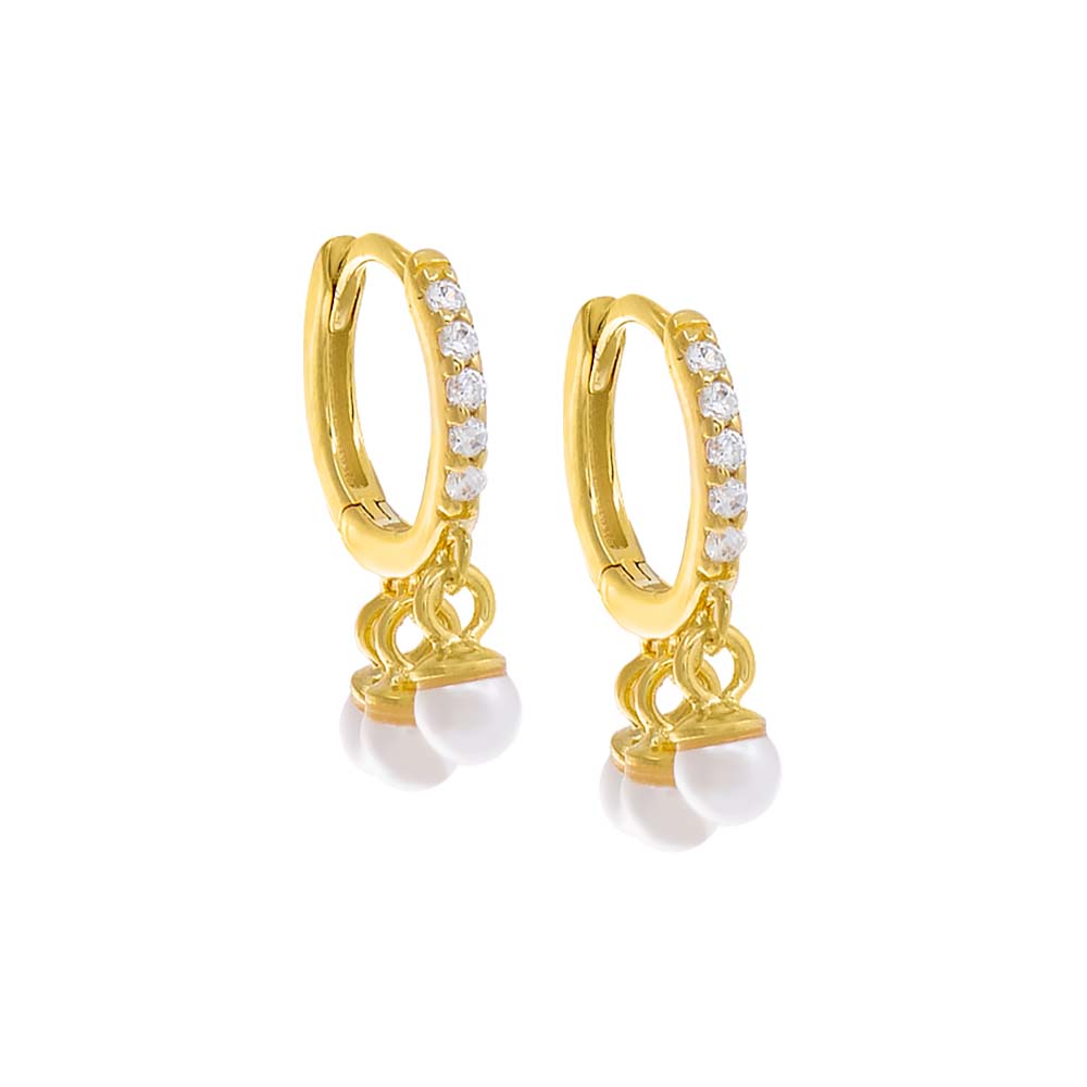 Pave Pearl Shaker Huggie Earring