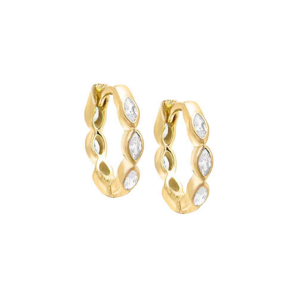 Colored Marquise Bezel Huggie Earring