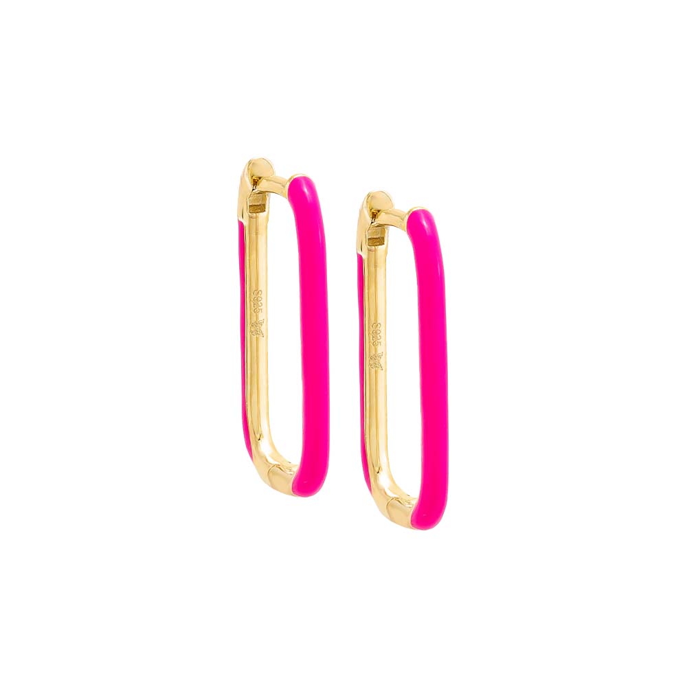 Colored Enamel Oval Hoop Earring