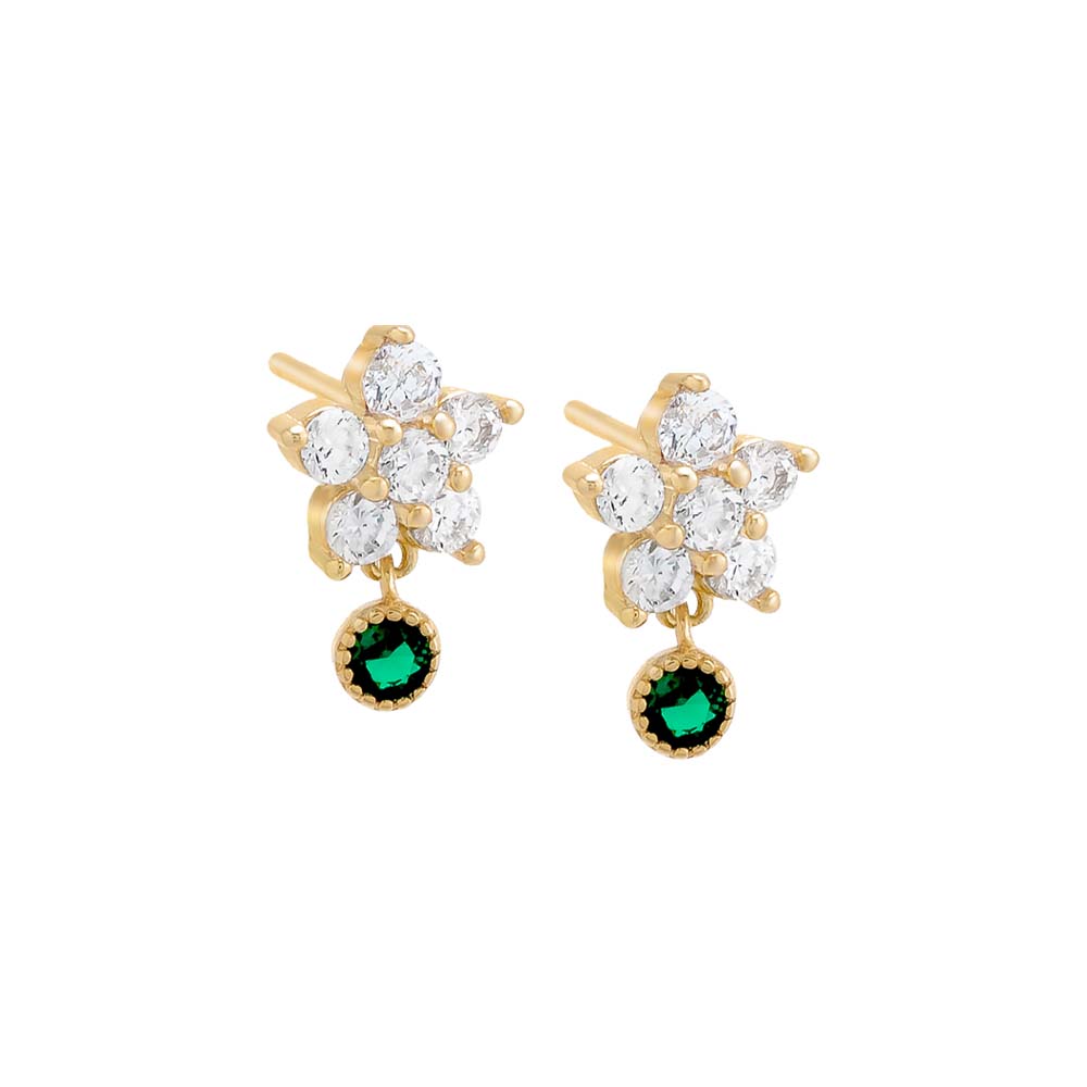 Dangling CZ Flower Stud Earring