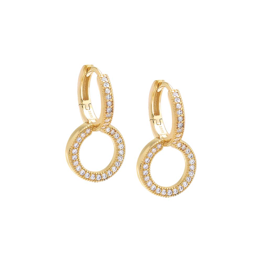 Pave Double Loop Huggie Earring