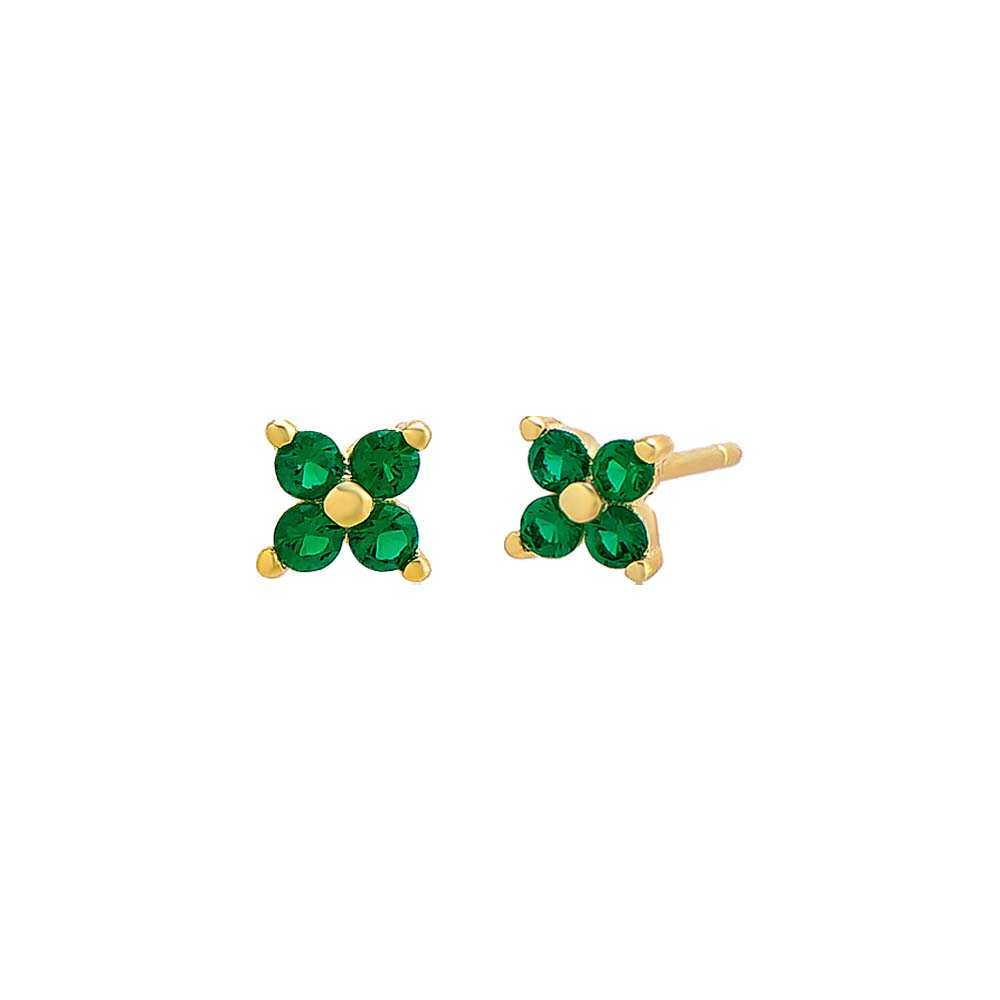 Colored Four Stone Flower Stud Earring