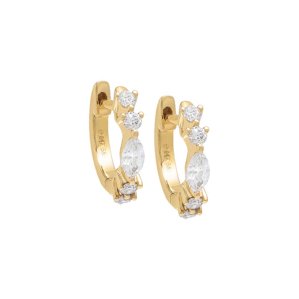 Diamond Petite Multi Shape Huggie Earring 14K