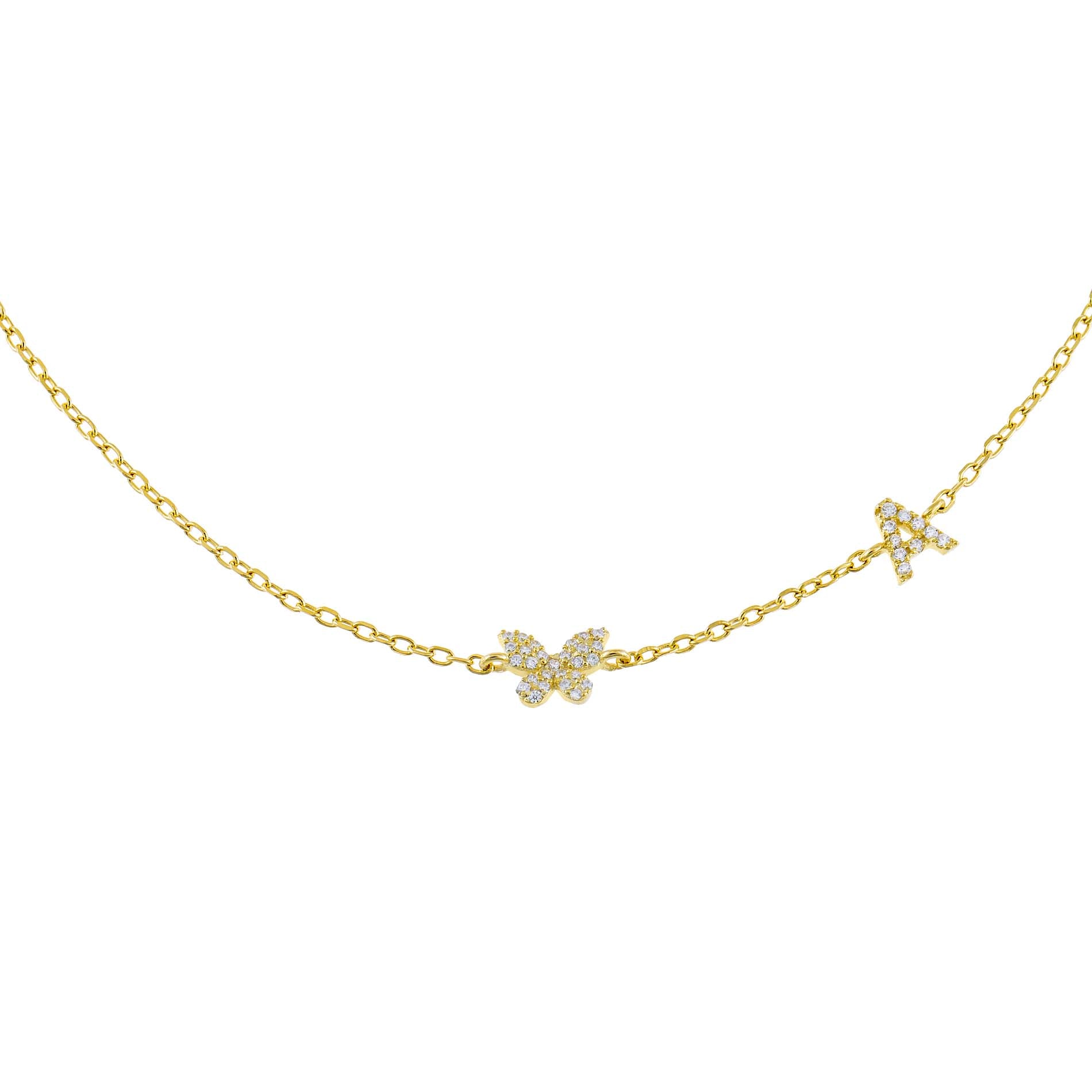 Pave Butterfly Initial Choker