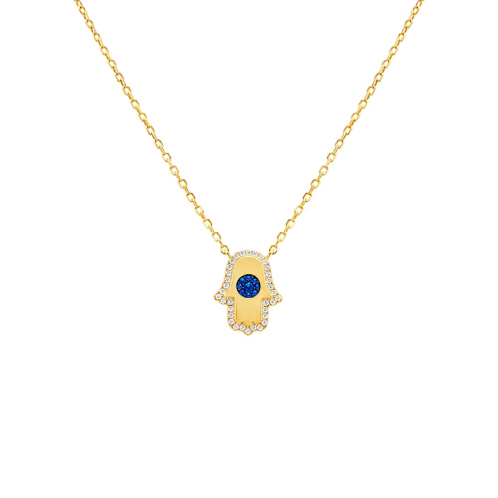 Colored Pave Hamsa Pendant Necklace