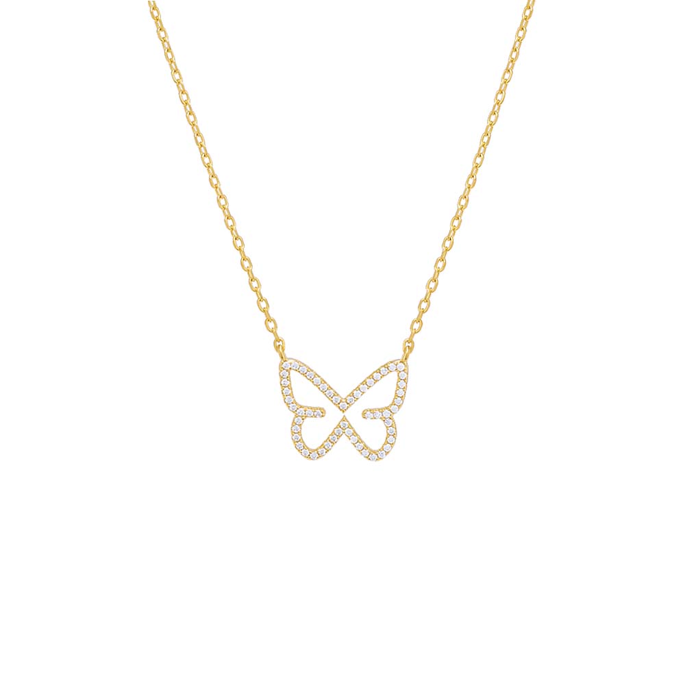 Pave Open Butterfly Necklace