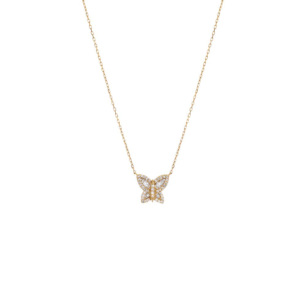 Diamond Baguette X Pave Butterfly 14K