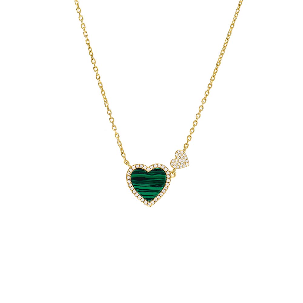 Double Pave Heart Necklace