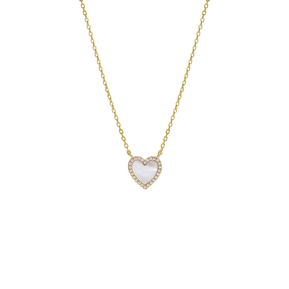 Colored Stone Pave Heart Necklace