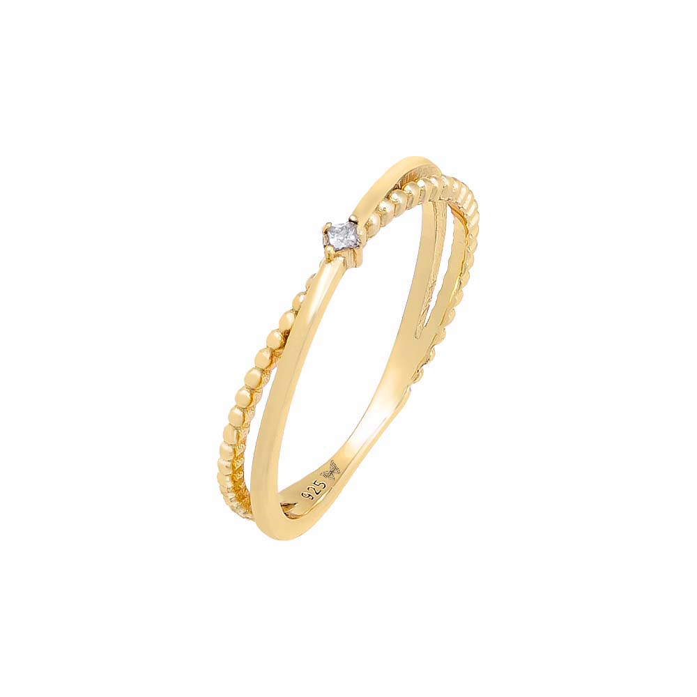 CZ Beaded \u0026 Solid X Ring